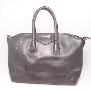 Nucelle Black Leather Designer Handbag/Tote